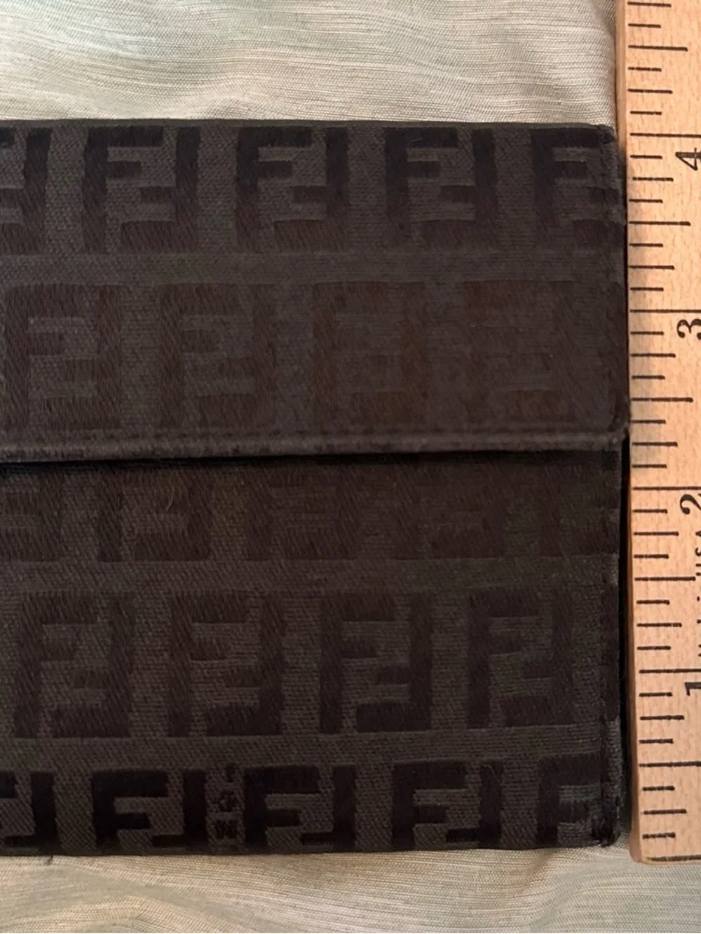 Fendi Trifold Wallet Mini FF Zucca Black Logo Classic Luxury Women’s